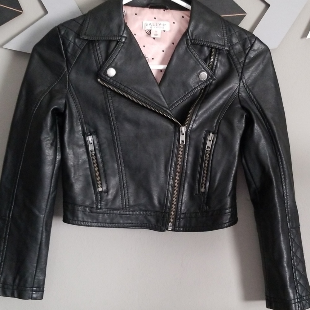 Girls faux leather moto jacket